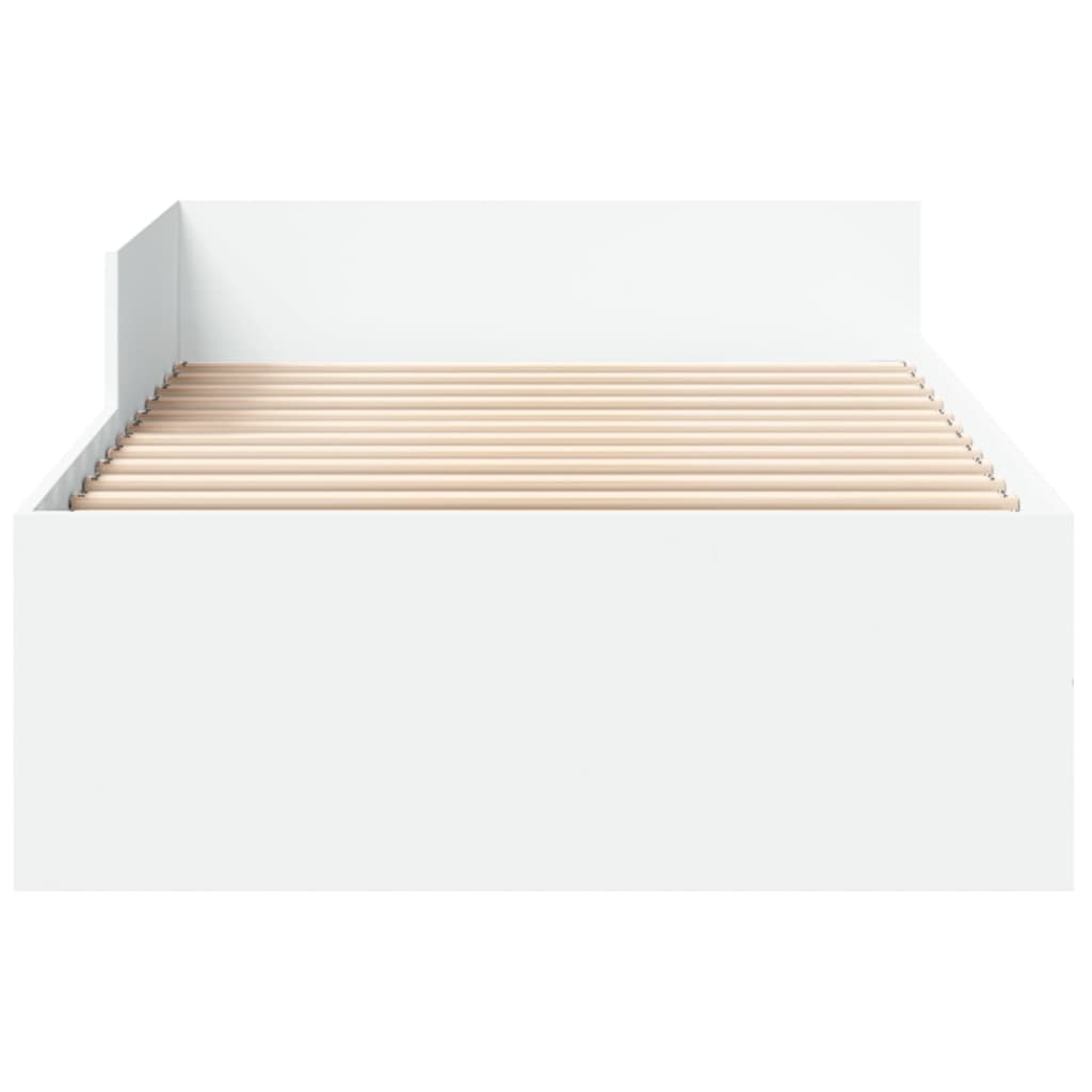 Cadre de lit sans matelas blanc 75x190 cm bois d'ingénierie