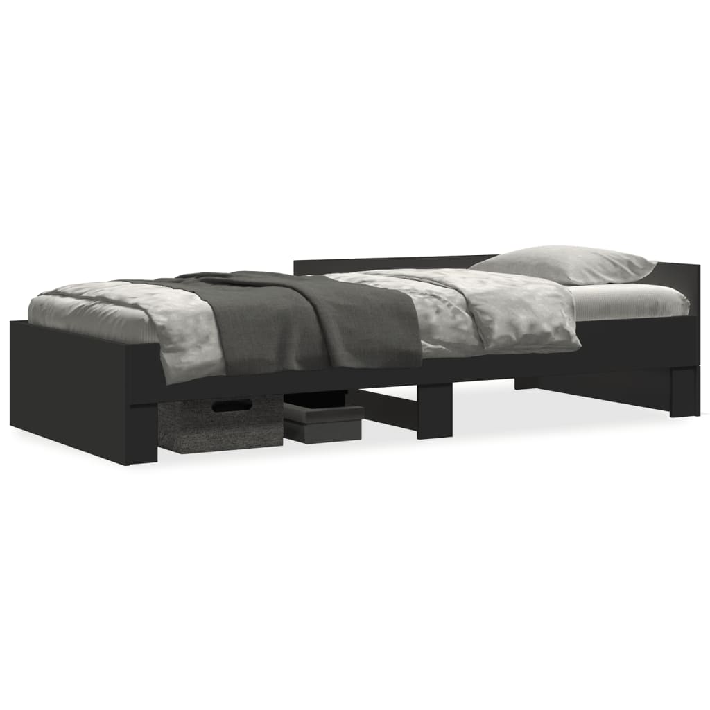 Cadre de lit sans matelas noir 75x190 cm bois ingénierie