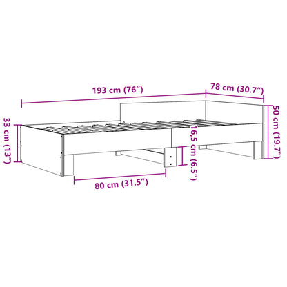 Cadre de lit sans matelas noir 75x190 cm bois ingénierie