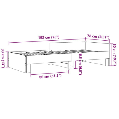 Cadre de lit sans matelas chêne sonoma 75x190 cm