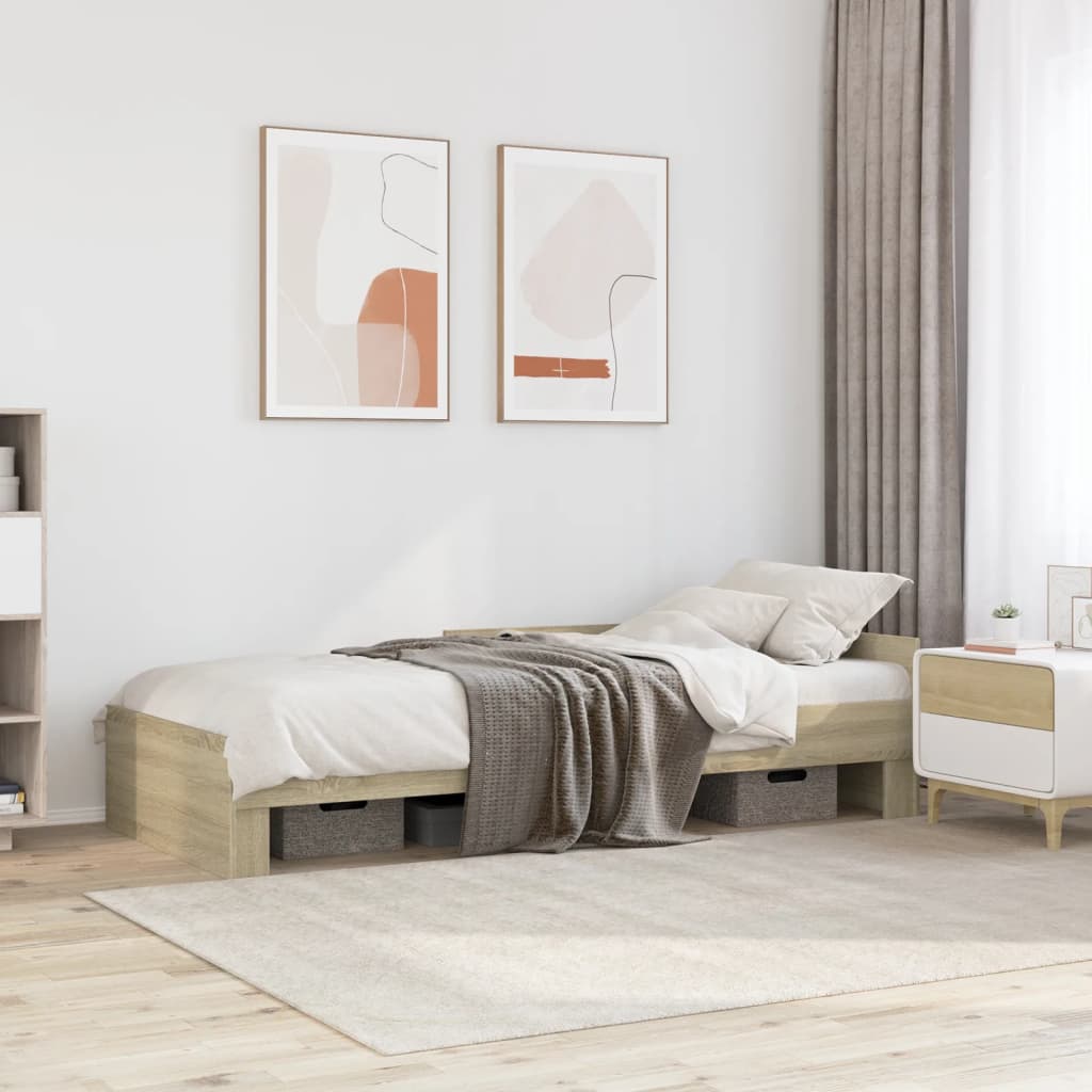 Cadre de lit sans matelas chêne sonoma 75x190 cm