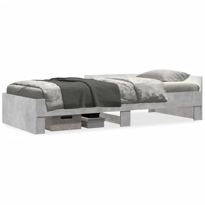 Cadre de lit sans matelas gris béton 75x190cm bois d'ingénierie