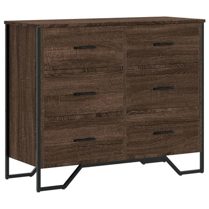 Commode chêne marron 91x35,5x74,5 cm bois d'ingénierie