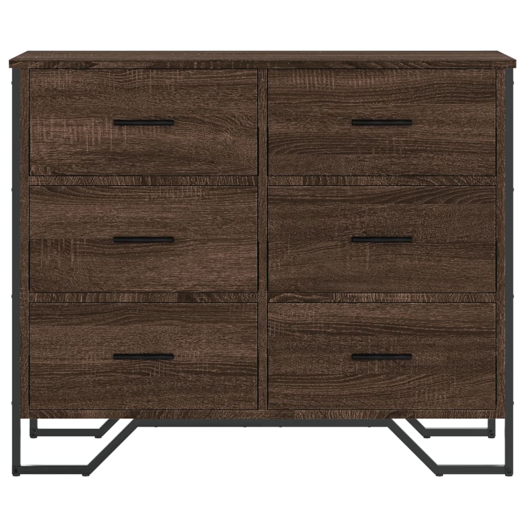 Commode chêne marron 91x35,5x74,5 cm bois d'ingénierie