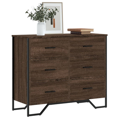 Commode chêne marron 91x35,5x74,5 cm bois d'ingénierie