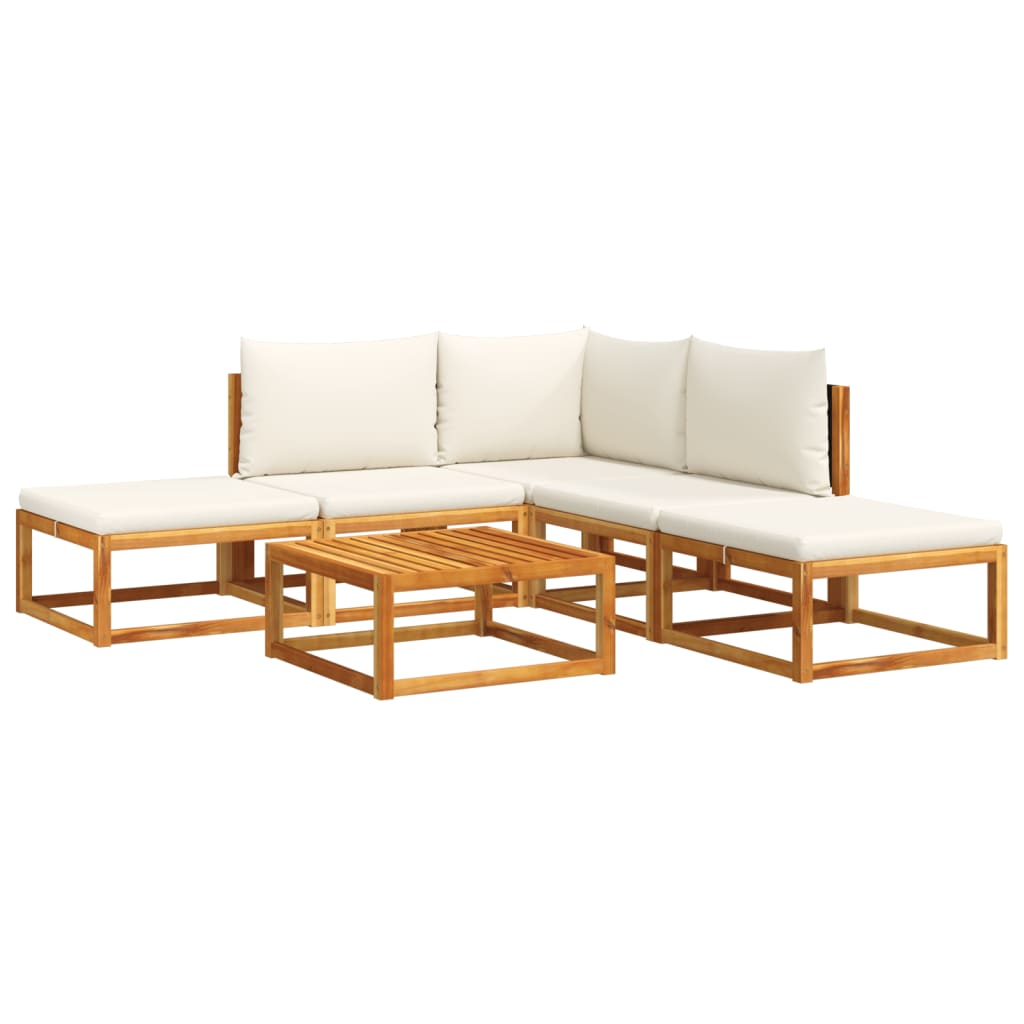 Salon de jardin avec coussins 6 pcs bois d'acacia solide