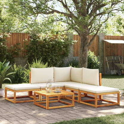 Salon de jardin avec coussins 6 pcs bois d'acacia solide