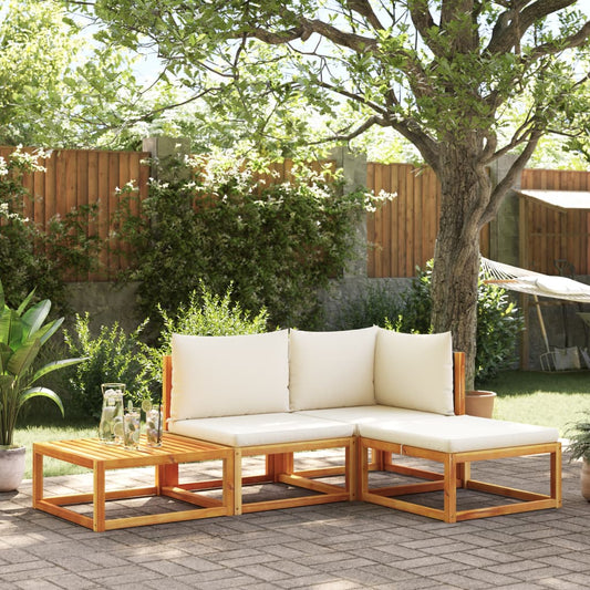 Salon de jardin avec coussins 4 pcs bois d'acacia massif