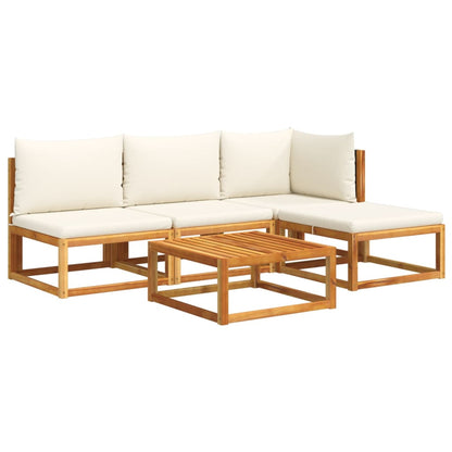 Salon de jardin avec coussins 5 pcs Bois d'acacia solide