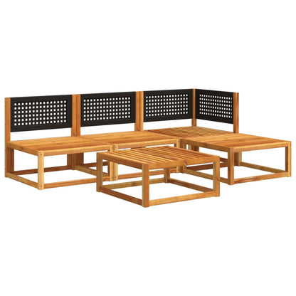 Salon de jardin avec coussins 5 pcs Bois d'acacia solide