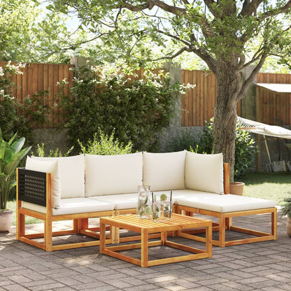 Salon de jardin avec coussins 5 pcs Bois d'acacia solide