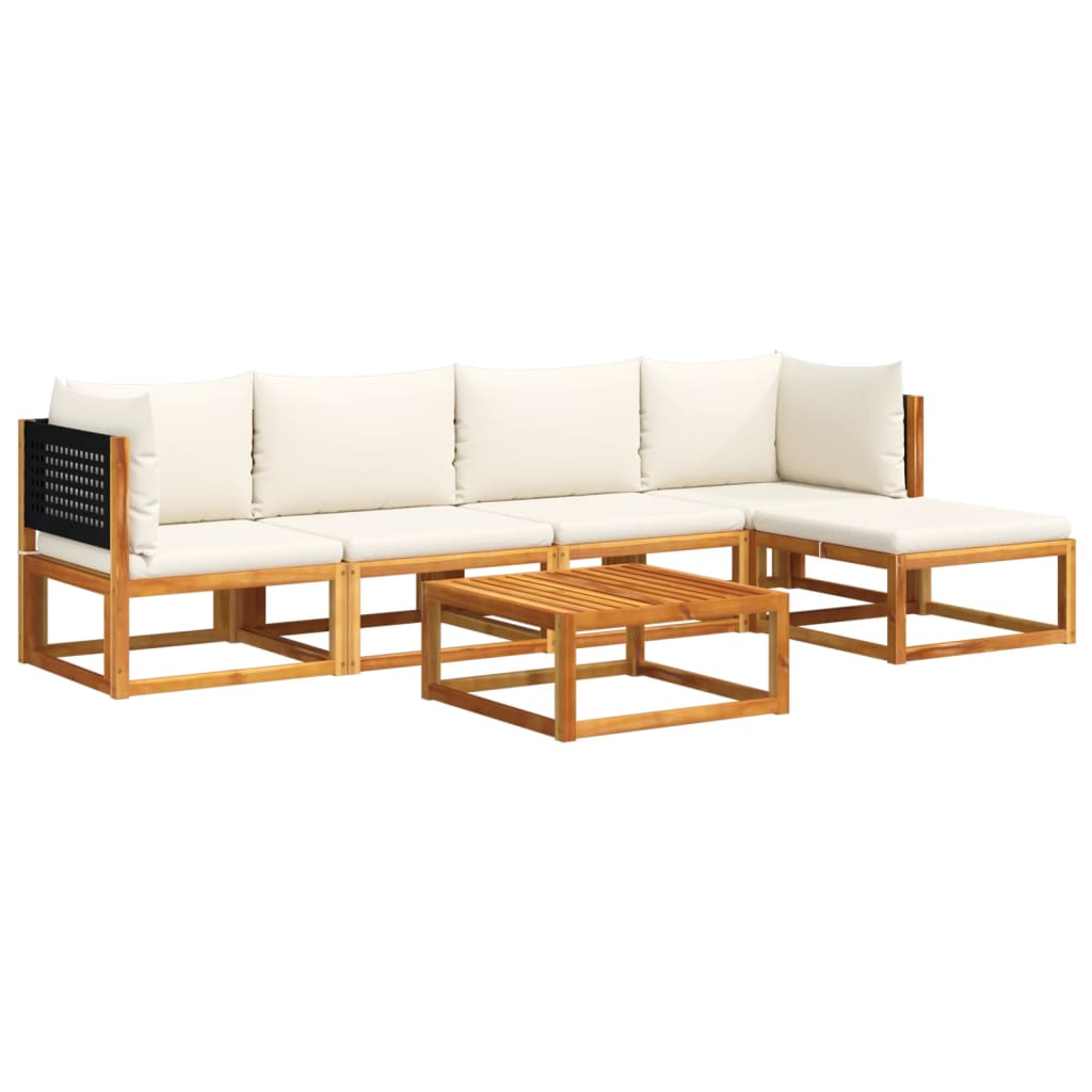 Salon de jardin avec coussins 6 pcs bois d'acacia solide