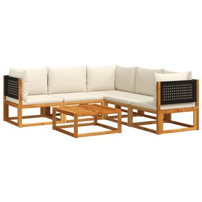 Salon de jardin avec coussins 6 pcs bois d'acacia solide