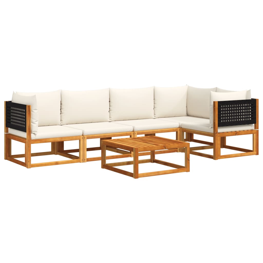 Salon de jardin avec coussins 6 pcs bois d'acacia solide