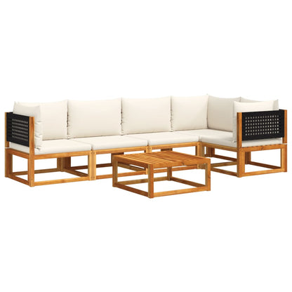 Salon de jardin avec coussins 6 pcs bois d'acacia solide