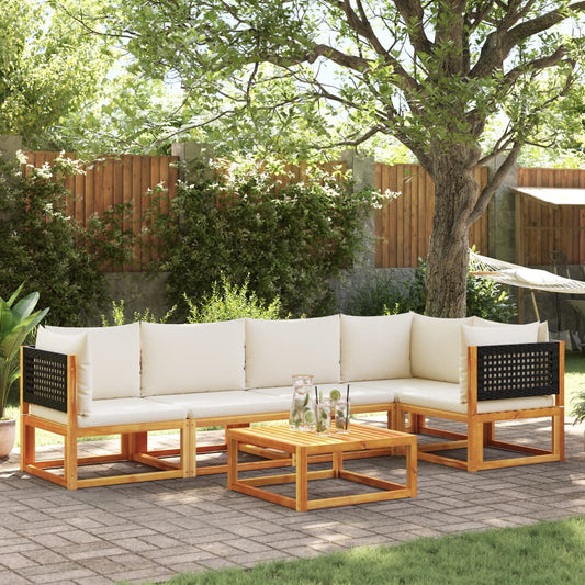 Salon de jardin avec coussins 6 pcs bois d'acacia solide