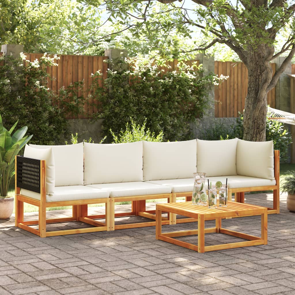 Salon de jardin avec coussins 4 pcs bois d'acacia massif