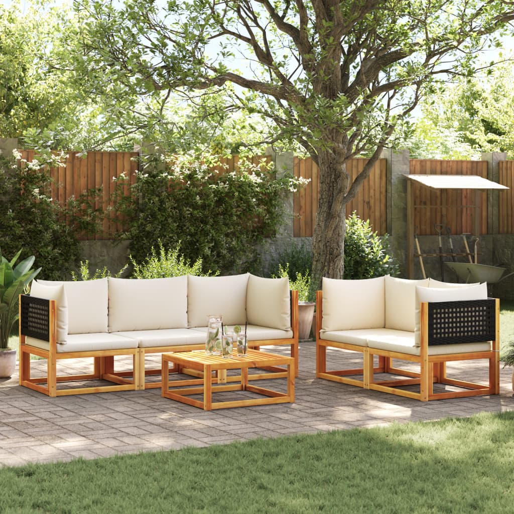 Salon de jardin avec coussins 6 pcs bois d'acacia solide