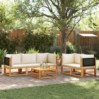 Salon de jardin avec coussins 6 pcs bois d'acacia solide