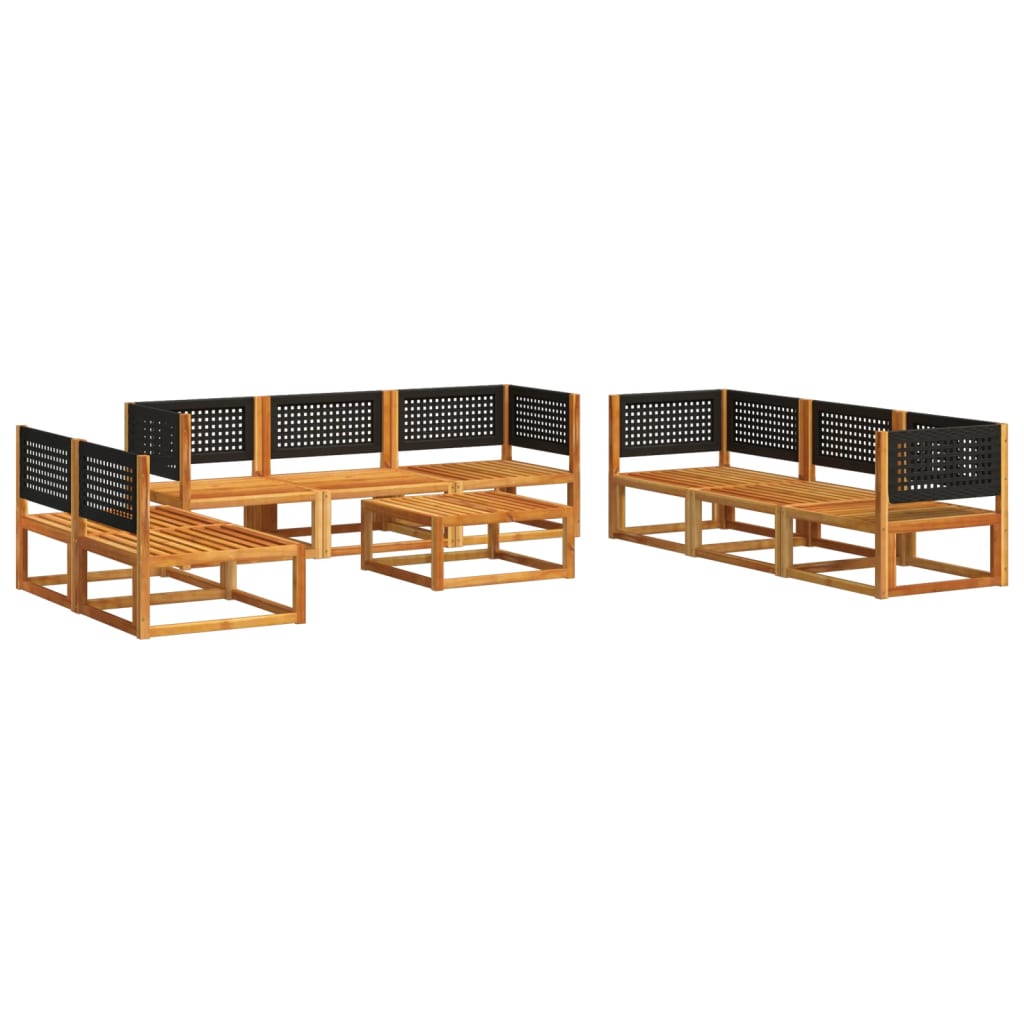 Salon de jardin avec coussins 9 pcs bois massif d'acacia