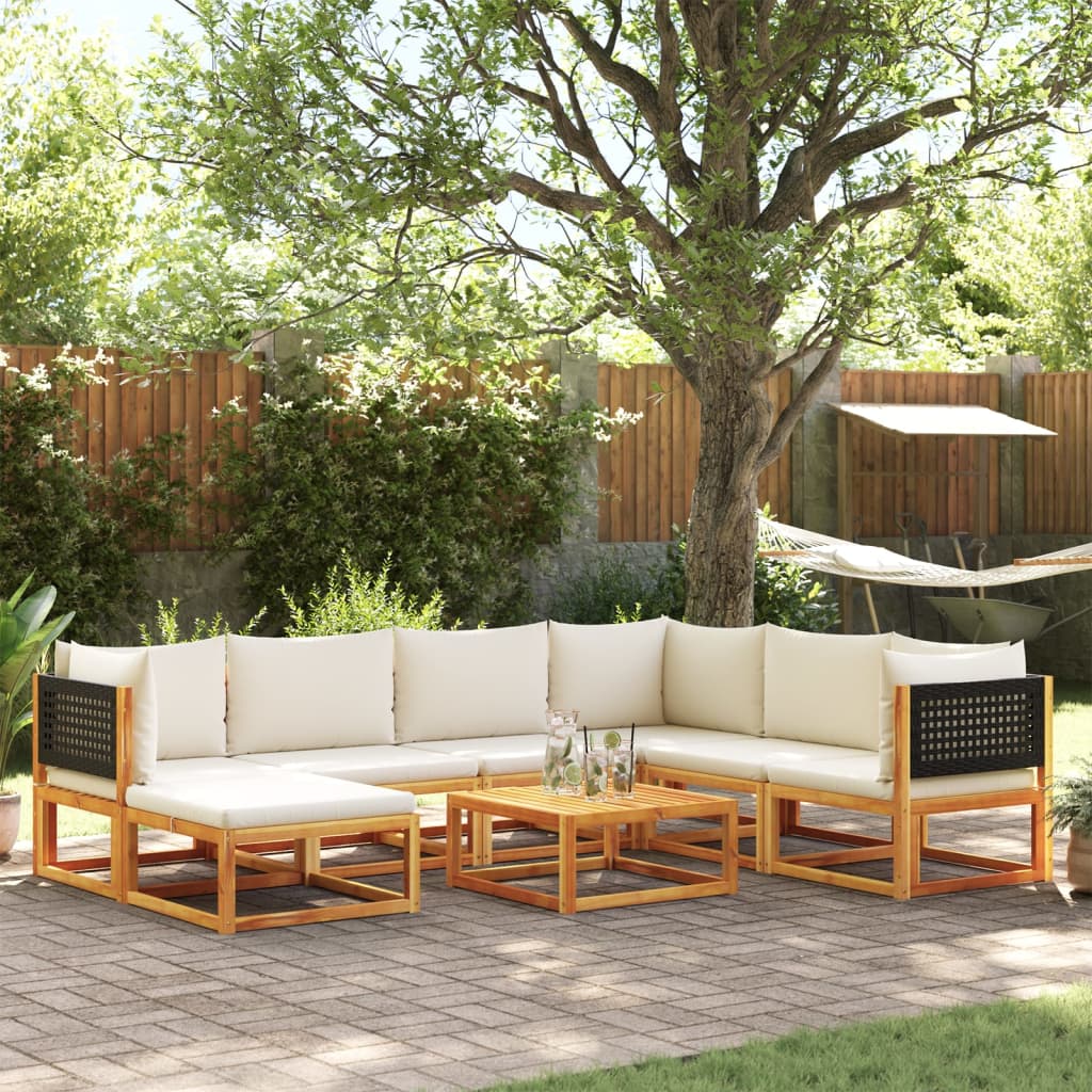 Salon de jardin avec coussins 8 pcs bois massif d'acacia