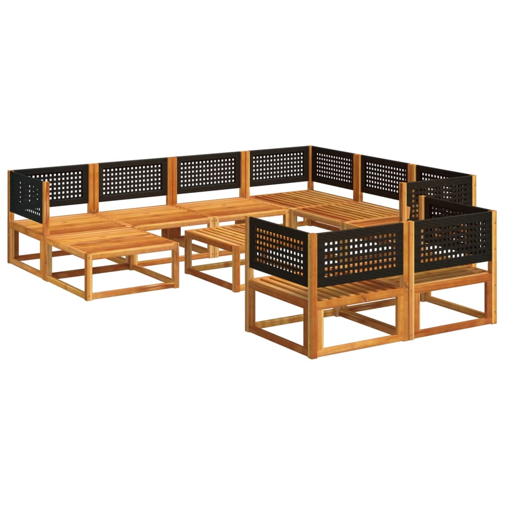 Salon de jardin avec coussins 10 pcs bois d'acacia solide