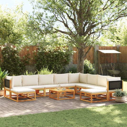 Salon de jardin avec coussins 11 pcs bois massif d'acacia