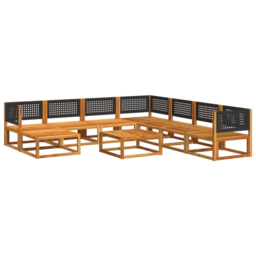 Salon de jardin avec coussins 9 pcs bois massif d'acacia