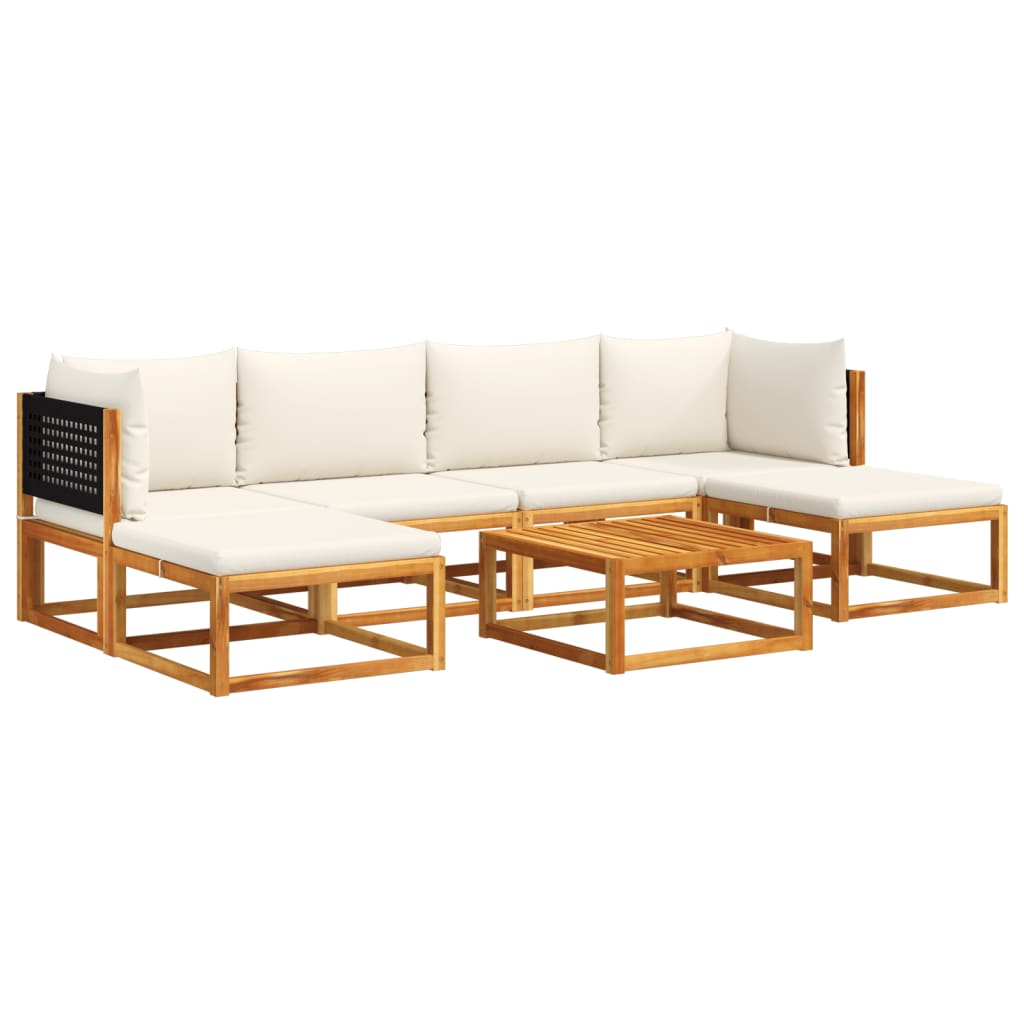 Salon de jardin avec coussins 7 pcs bois massif d'acacia