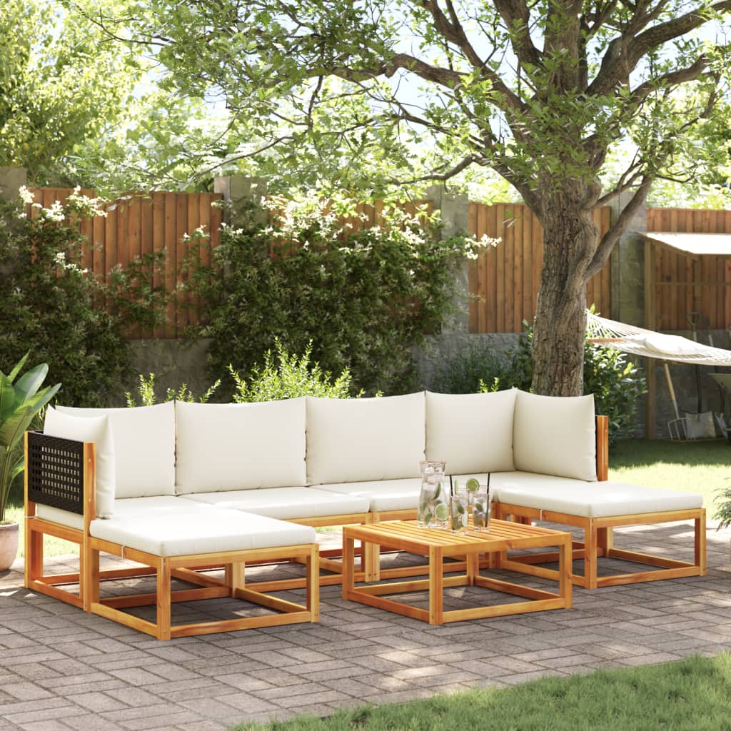 Salon de jardin avec coussins 7 pcs bois massif d'acacia