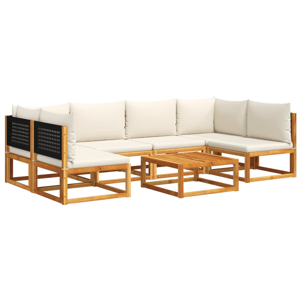 Salon de jardin avec coussins 7 pcs bois massif d'acacia