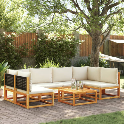 Salon de jardin avec coussins 7 pcs bois massif d'acacia