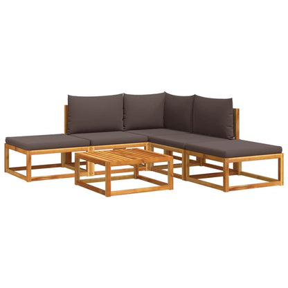 Salon de jardin avec coussins 6 pcs bois d'acacia solide