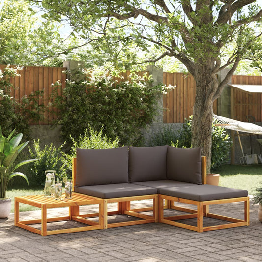 Salon de jardin avec coussins 4 pcs bois d'acacia massif