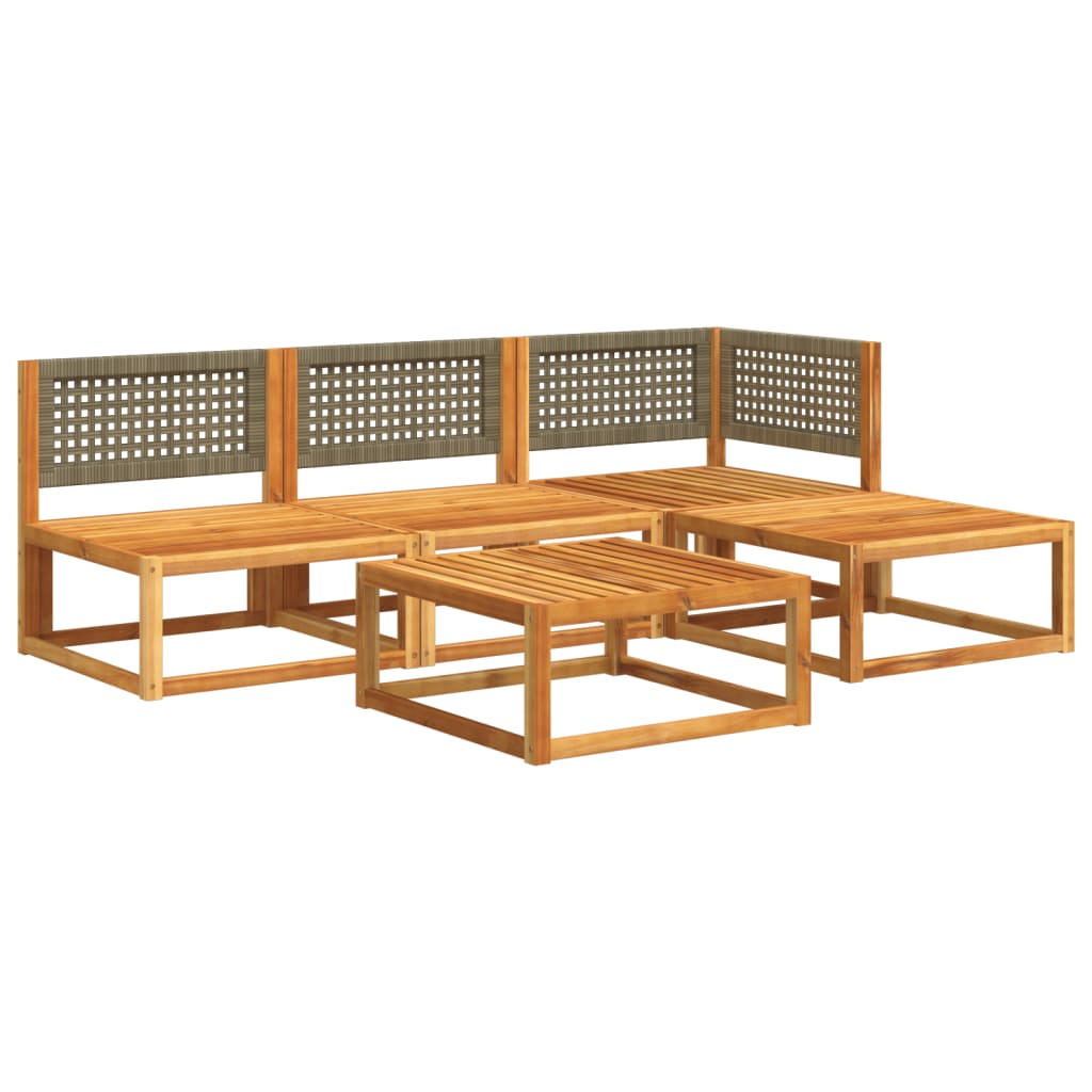 Salon de jardin avec coussins 5 pcs Bois d'acacia solide