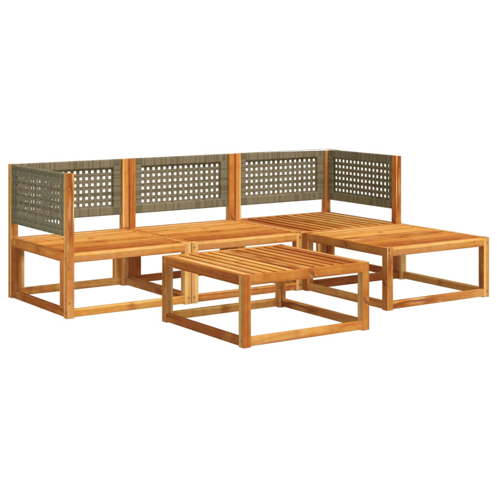 Salon de jardin avec coussins 5 pcs Bois d'acacia solide