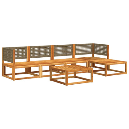 Salon de jardin avec coussins 6 pcs bois d'acacia solide