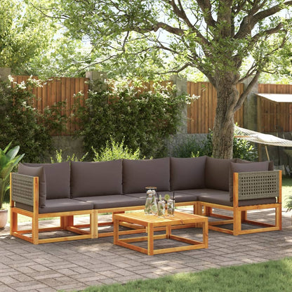 Salon de jardin avec coussins 6 pcs bois d'acacia solide