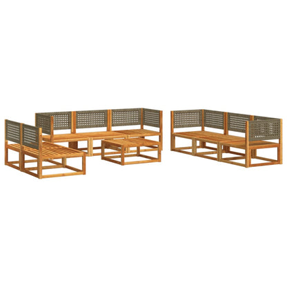 Salon de jardin avec coussins 9 pcs bois massif d'acacia