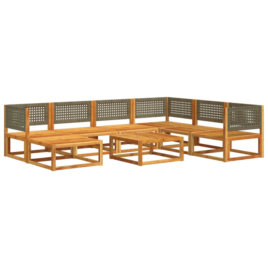 Salon de jardin avec coussins 8 pcs bois massif d'acacia