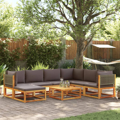 Salon de jardin avec coussins 8 pcs bois massif d'acacia