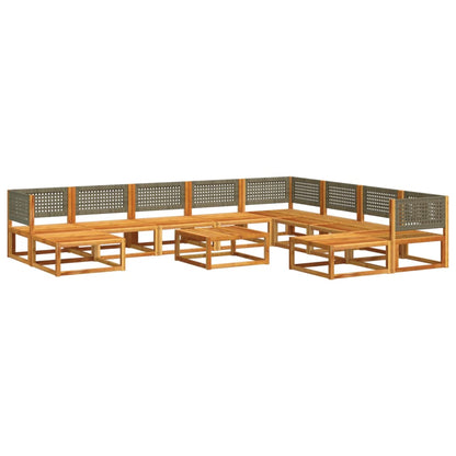 Salon de jardin avec coussins 11 pcs bois massif d'acacia