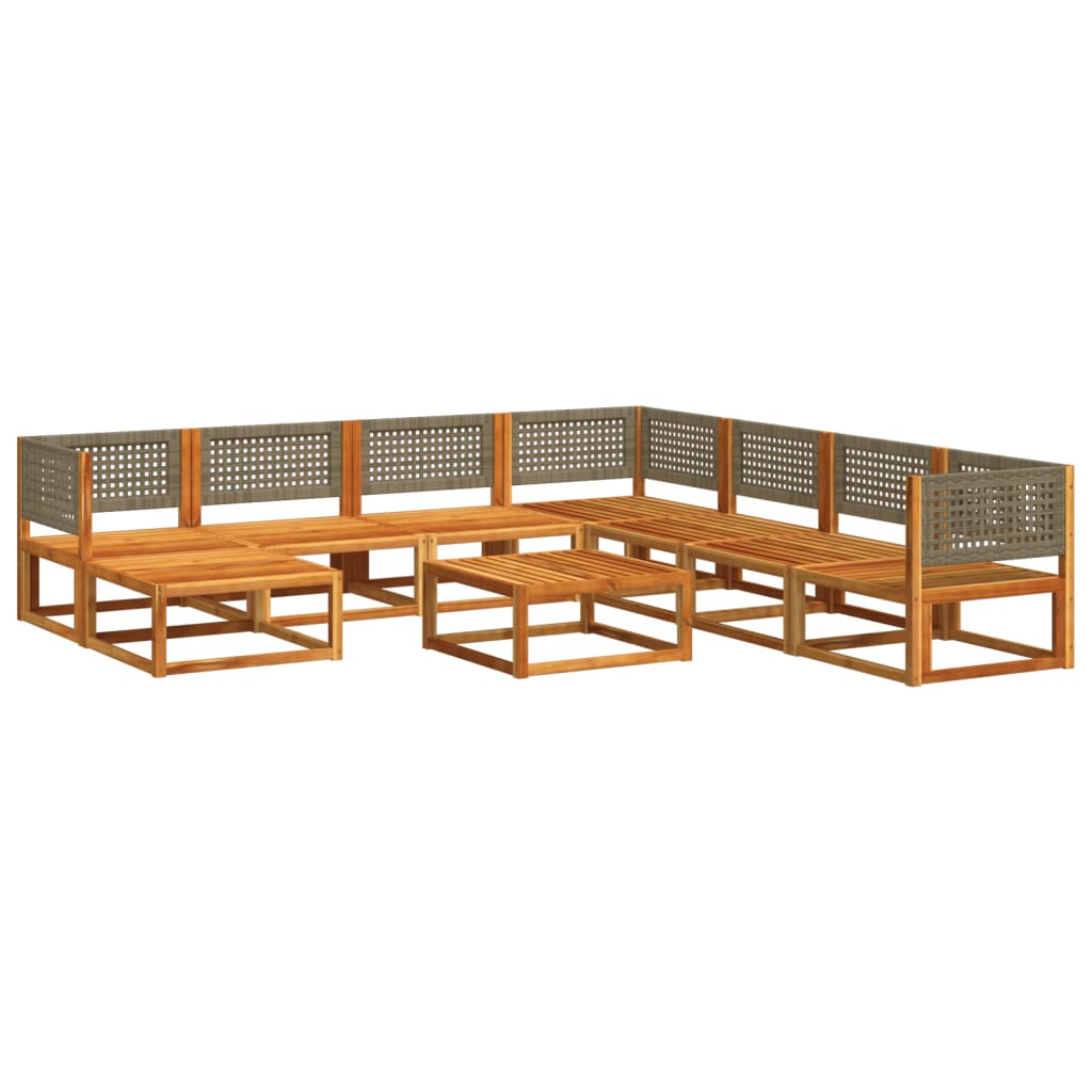 Salon de jardin avec coussins 9 pcs bois massif d'acacia