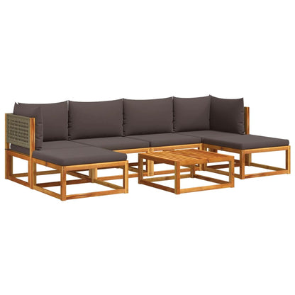 Salon de jardin avec coussins 7 pcs bois massif d'acacia