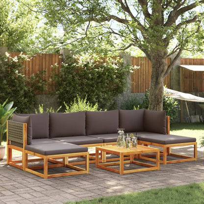 Salon de jardin avec coussins 7 pcs bois massif d'acacia