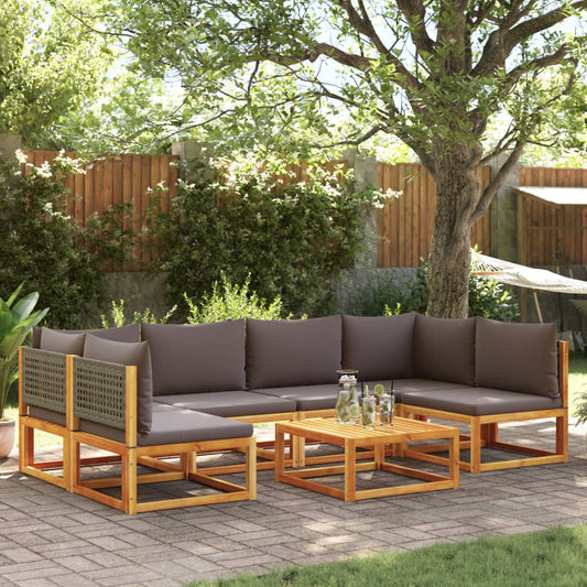 Salon de jardin avec coussins 7 pcs bois massif d'acacia