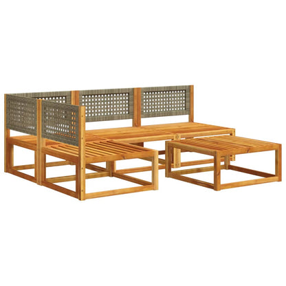 Salon de jardin avec coussins 5 pcs Bois d'acacia solide