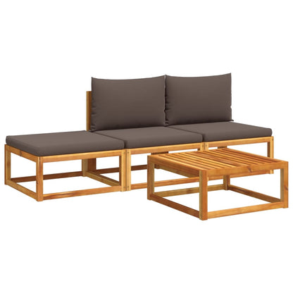 Salon de jardin avec coussins 4 pcs bois d'acacia massif