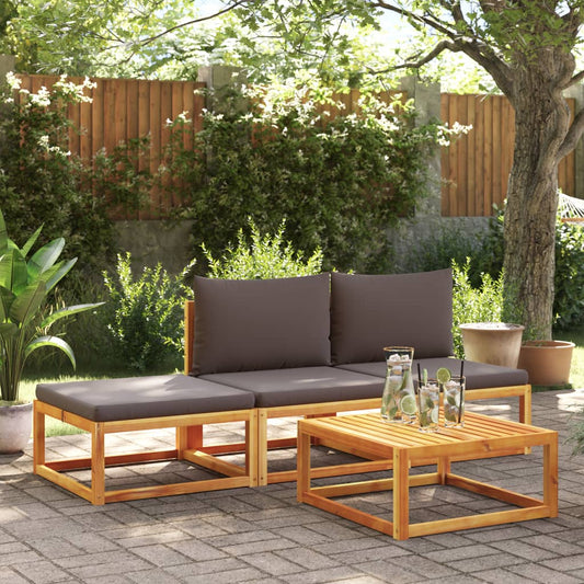 Salon de jardin avec coussins 4 pcs bois d'acacia massif