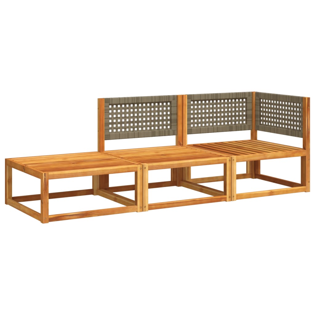 Salon de jardin avec coussins 3 pcs bois massif d'acacia